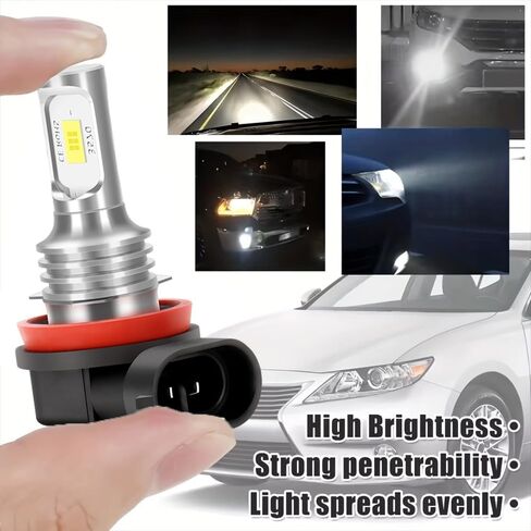 طقم مصابيح أمامية LED قطعتين لدراجة Kawasaki Ninja ZX-6R ZX600 2007-2012، 6000K Super White 12000LM H8/H9/H11 Hi/Lo Beam استبدال الدراجة النارية، التوصيل والتشغيل 【عبوة من قطعتين】 in Kuwait