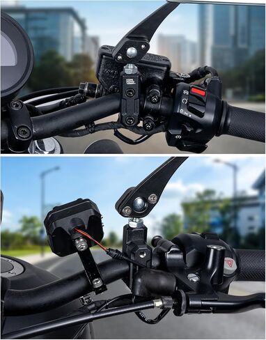 KEMIMOTO 7/8" Motorcycle Handlebar Mirror Mount Clamp, 10MM Billet Aluminum Thread Mirror Holder Adapter, Heavy Duty Bracket for Dirt Bike, ATV, Scooter, Black 2PCS in Kuwait
