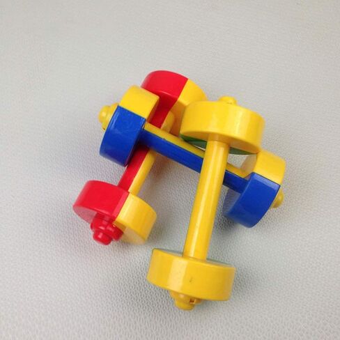 Toddmomy Kids Dumbbell Toy Set 1 Pair Plastic Barbell for Toddlers Early Education Fitness Weight Lifting Gym Equipment for Home Workout in Kuwait