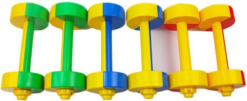 Toddmomy Kids Dumbbell Toy Set 1 Pair Plastic Barbell for Toddlers Early Education Fitness Weight Lifting Gym Equipment for Home Workout in Kuwait