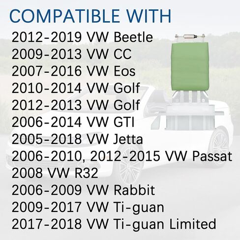 1K0959263A مقاوم محرك منفاخ HVAC مناسب لشركة VW - 2012-2019 Beetle، 2009-2013 CC، 2005-2018 Jetta، 2006-2010 2012-2015 Passat، 2006-2009 Rabbit، 2009-2017 Ti-guan، 06-14 جي تي آي، المزيد. يستبدل # RU-594 in Kuwait