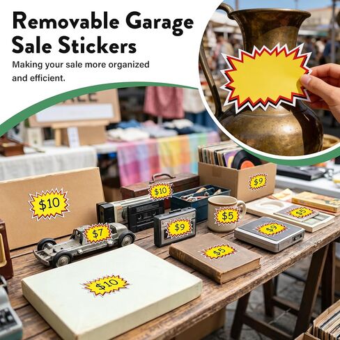 400 Pcs Removable Garage Sale Stickers,3"x 4" &2" x 3 Adhesive Yard Sale Price Stickers for Garage/Yard Sales Supplies, Flea Markets, Retail, Small Business in Kuwait