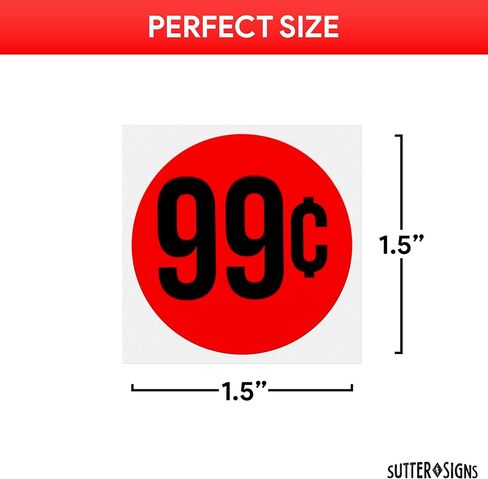 1000pcs $0.99 Stickers for Discount Promotional Retail, 1.5" Diameter Sticker, Bright Red, Perforated Labels in Kuwait