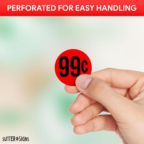 1000pcs $0.99 Stickers for Discount Promotional Retail, 1.5" Diameter Sticker, Bright Red, Perforated Labels in Kuwait