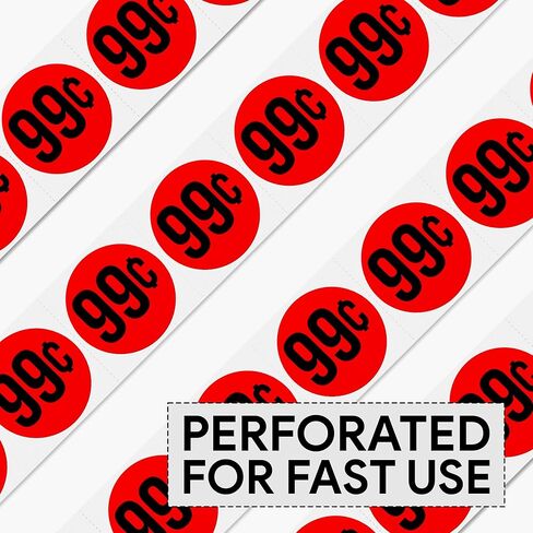 1000pcs $0.99 Stickers for Discount Promotional Retail, 1.5" Diameter Sticker, Bright Red, Perforated Labels in Kuwait