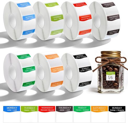 7000 Pcs Day of The Week Labels Day Square Food Labels Days of The Week Stickers Removable Days Square Food Label Easy to PeelDay of The Weeks Label for Planner, Restaurant Kitchen Containers in Kuwait
