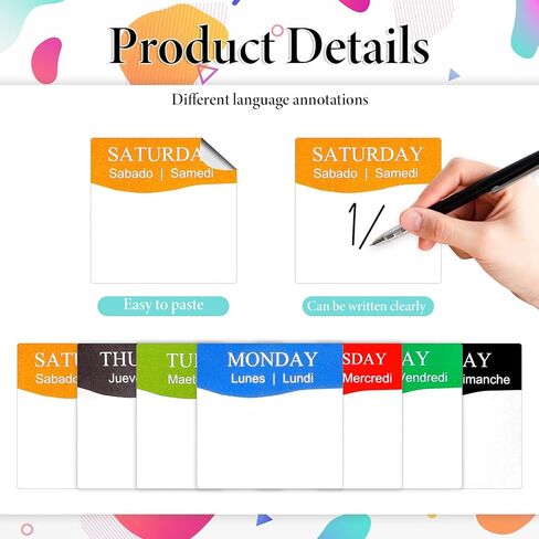 7000 Pcs Day of The Week Labels Day Square Food Labels Days of The Week Stickers Removable Days Square Food Label Easy to PeelDay of The Weeks Label for Planner, Restaurant Kitchen Containers in Kuwait