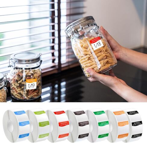 7000 Pcs Day of The Week Labels Day Square Food Labels Days of The Week Stickers Removable Days Square Food Label Easy to PeelDay of The Weeks Label for Planner, Restaurant Kitchen Containers in Kuwait