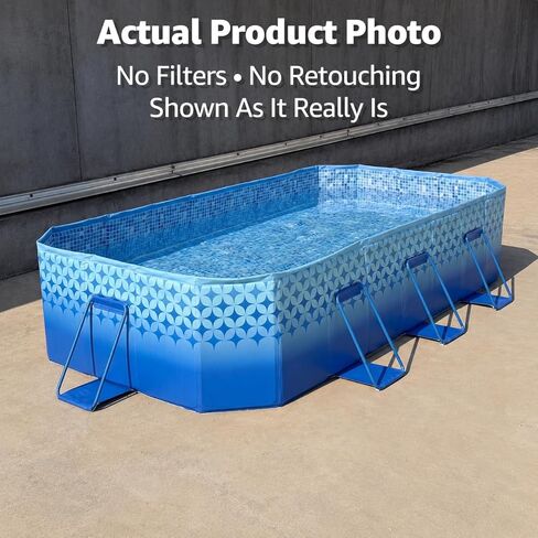116" Foldable Pool for Kids & Adults, Non-Inflatable Backyard Swimming Pool with Metal Frame, Thick PVC Collapsible Family Pool for Dogs, Outdoor Summer Pool Indigo in Kuwait