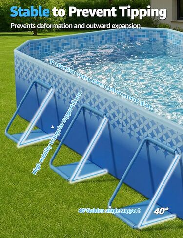 116" Foldable Pool for Kids & Adults, Non-Inflatable Backyard Swimming Pool with Metal Frame, Thick PVC Collapsible Family Pool for Dogs, Outdoor Summer Pool Indigo in Kuwait