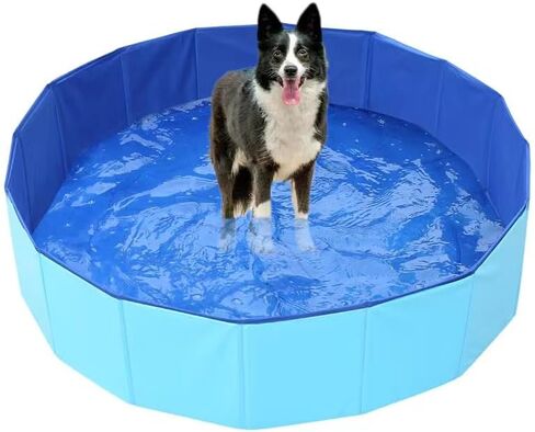 Foldable Dog Pool,Kiddie Pool with Hard Plastic, 32" x 8" Dog Bath Tub for Outdoor Backyard, Collapsible Dog Swimming Pool for Kids Dogs Pets in Kuwait