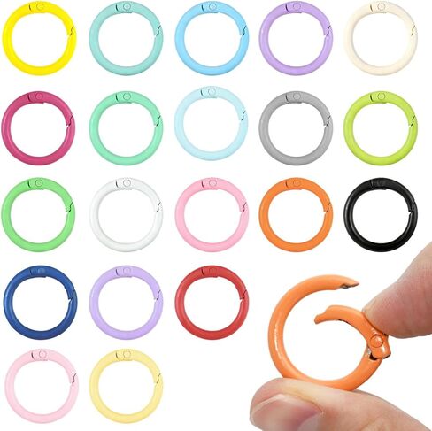 20 Pcs Colorful Spring O Rings Round Spring O Ring Snap Carabiner Clip Key Ring Buckle Metal Trigger Spring O Rings Zinc Alloy Spring Buckles Clips for Keyring Keychain Purse Handbag DIY Accessories in Kuwait