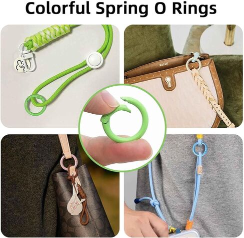 20 Pcs Colorful Spring O Rings Round Spring O Ring Snap Carabiner Clip Key Ring Buckle Metal Trigger Spring O Rings Zinc Alloy Spring Buckles Clips for Keyring Keychain Purse Handbag DIY Accessories in Kuwait