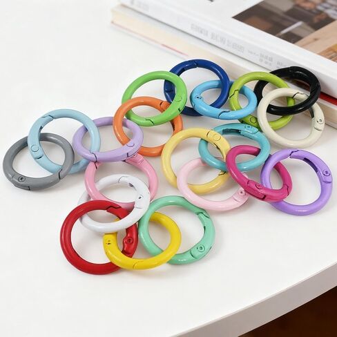 20 Pcs Colorful Spring O Rings Round Spring O Ring Snap Carabiner Clip Key Ring Buckle Metal Trigger Spring O Rings Zinc Alloy Spring Buckles Clips for Keyring Keychain Purse Handbag DIY Accessories in Kuwait