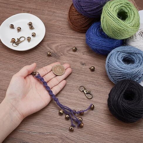 FREEBLOSS 8 Set Witches Bells Keychains Kit DIY Mini Witches Bells for Protection Witchcraft Supplies Set for Beginners Jute Twine Macrame Witchcraft Hanging Ornament in Kuwait