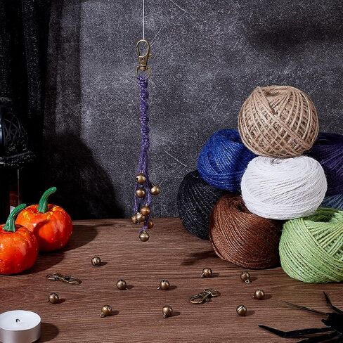 FREEBLOSS 8 Set Witches Bells Keychains Kit DIY Mini Witches Bells for Protection Witchcraft Supplies Set for Beginners Jute Twine Macrame Witchcraft Hanging Ornament in Kuwait