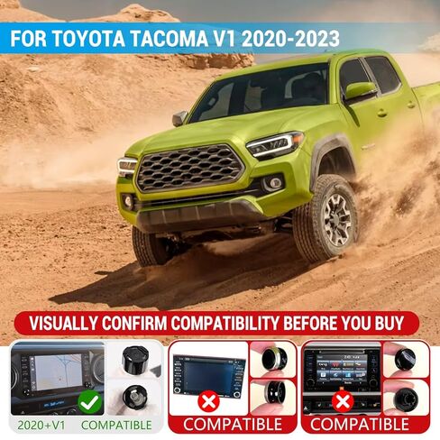 قطعتان من مقابض الراديو البديلة لسيارة Toyota Tacoma الجيل الثالث 2020-2023 من الملحقات الداخلية، وحدة التحكم المركزية وزر التحكم في مستوى الصوت، استبدل OEM 8614004110/86140-04110 in Kuwait