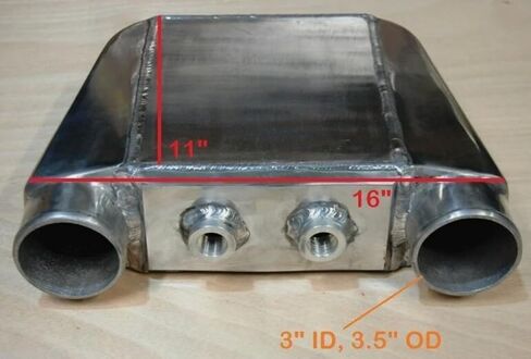 3.0" inside 3.5"outLiquid Core Aluminum 16.5"x13"x4.5"Air to Water Intercooler in Kuwait