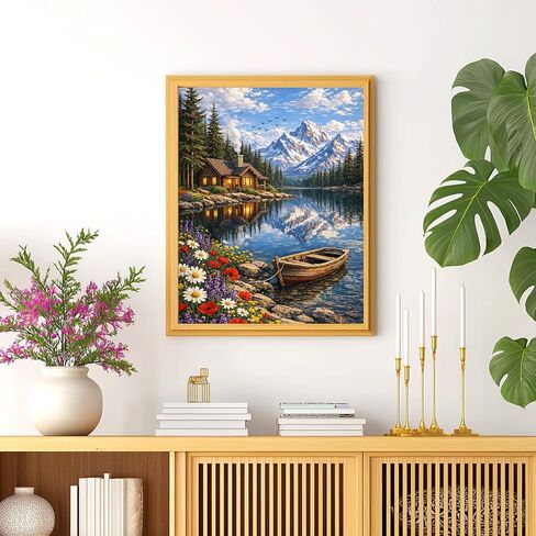 TOCOHANALOGY Paint by Numbers Kit for Adults, Landscape Adult Paint by Number Kits, Flower Lake DIY Acrylic Oil Number Painting for Home Decor (16x20inch) in Kuwait