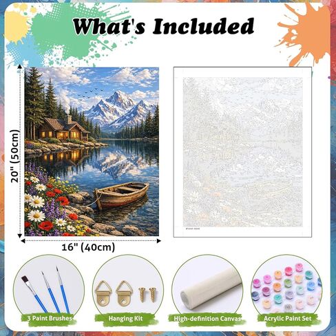 TOCOHANALOGY Paint by Numbers Kit for Adults, Landscape Adult Paint by Number Kits, Flower Lake DIY Acrylic Oil Number Painting for Home Decor (16x20inch) in Kuwait