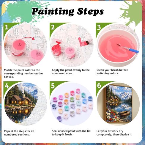 TOCOHANALOGY Paint by Numbers Kit for Adults, Landscape Adult Paint by Number Kits, Flower Lake DIY Acrylic Oil Number Painting for Home Decor (16x20inch) in Kuwait