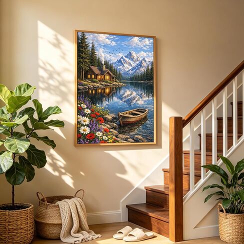 TOCOHANALOGY Paint by Numbers Kit for Adults, Landscape Adult Paint by Number Kits, Flower Lake DIY Acrylic Oil Number Painting for Home Decor (16x20inch) in Kuwait