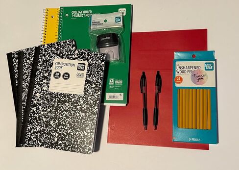 Back to School Supplies Kit for Students – School Supply Bundle with Notebooks, Pencils, Pens, Folder & Sharpener – 10 Piece Set for kids Elementary & Middle School in Kuwait