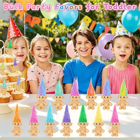 30 Pcs Long-Haired Lucky Mini Troll Dolls - 4" Vintage Style Action Figures (0.8" Body) with Colorful Hair. Small Toys for Kids Goodie Bag Fillers, Classroom Prizes, Pinata Stuffers & Cake Toppers in Kuwait
