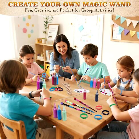 CharmFields Magic Wand Making Kit, DIY Painting Art Craft Set, Wand Making for Birthday Party Favors, Kids Gift, Wizard Halloween Party Supplies, School Activities – 78 PCS in All in Kuwait