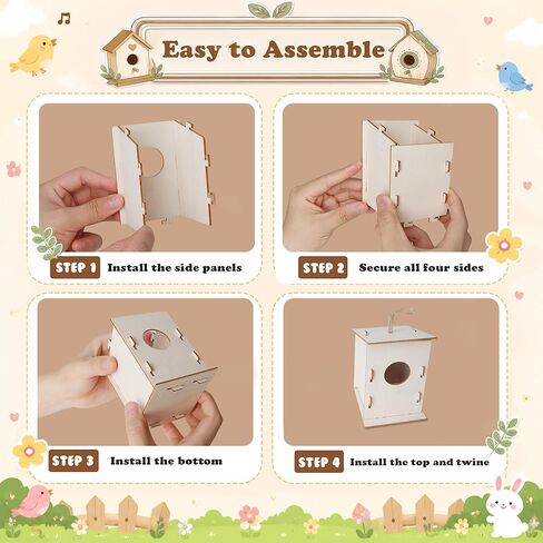 BlockPro 24 Pack Bird House Kits for Kids with Paint & Brushes, DIY Wooden Birdhouse Painting Set, Spring Summer Arts Projects, Educational Craft Gift for Birthday, Party, Parent-Child Activities in Kuwait
