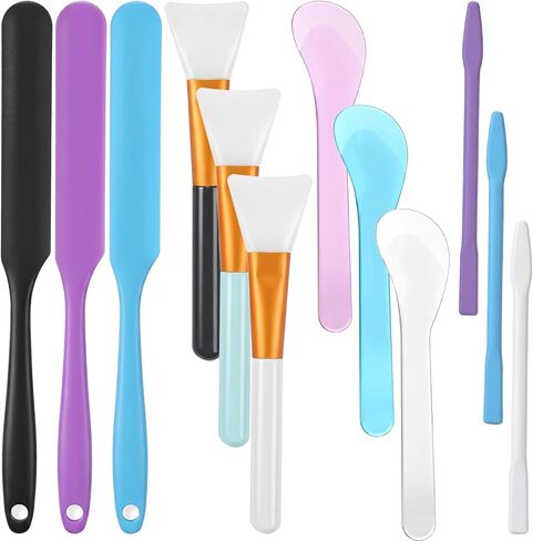 12 Pcs Silicone Resin Stir Sticks Kit for Epoxy UV Casting, Silicone Epoxy Brushes Reusable DIY Craft Tool for Mixing Resin Non-Stick Waxing Wax Stick for Mixing Resins Paint, Waxing, Liquid in Saudi Arabia