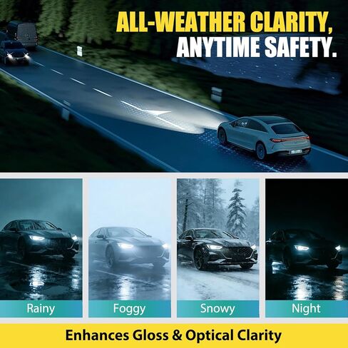 Headlight Restoration Kit with Ceramic Coating: 2-Step Solution for Foggy & Yellow Headlights – Restores Crystal Clarity & Prevents UV Yellowing – Long Lasting Protection for Cars, Trucks & SUVs-4oz in Kuwait