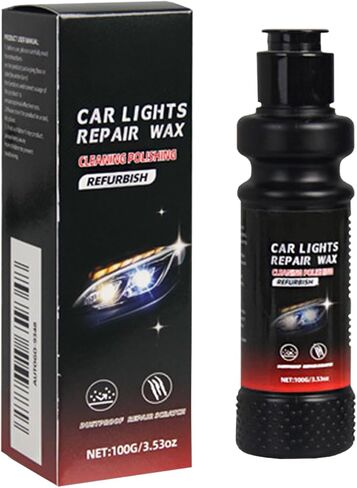 JUEJUEZI Premium Headlight Restoration Kit 100ml - 3-Step Cleaning Polish & Protective Coating for Foggy Yellowed Headlights, Long-Lasting UV Protection, DIY Car Lens Maintenance in Kuwait