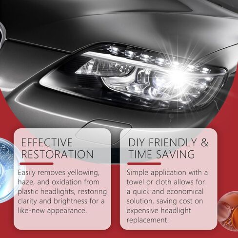 JUEJUEZI Premium Headlight Restoration Kit 100ml - 3-Step Cleaning Polish & Protective Coating for Foggy Yellowed Headlights, Long-Lasting UV Protection, DIY Car Lens Maintenance in Kuwait