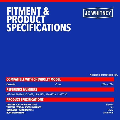 هيكل الخانق الإلكتروني JC Whitney JFBAJCWTHB00268 - متوافق مع شيفروليه كروز 2016 1.4 لتر in Kuwait