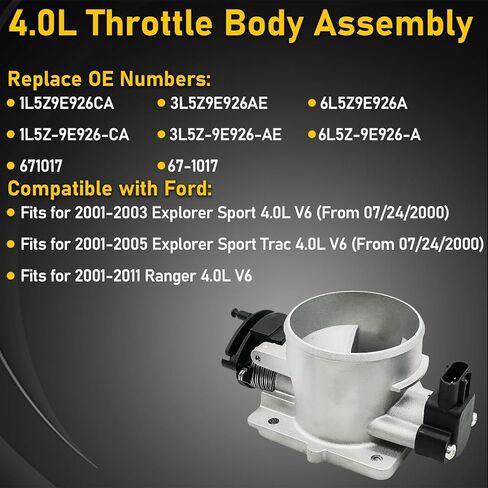 هيكل خانق 4.0L مناسب لسيارة Ford Explorer Sport 2001-2003، Explorer Sport Trac 2001-2005، Ranger 2001-2011 استبدال 1L5Z9E926CA 3L5Z9E926AE 6L5Z9E926A 67-1017 in Kuwait