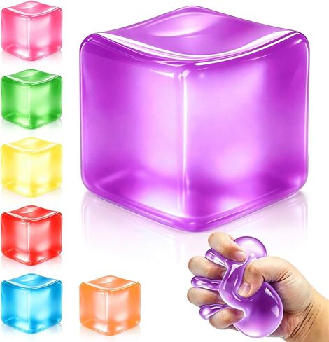 Squishy Ice Cube Stress Balls, Slow Rising Stress Relief Toy, Squeeze Ball Fidget Toys for Adults Teens Boys Girls, Sensory Toys for Kids with Autism, Party Favors Gifts (Purple) in Kuwait