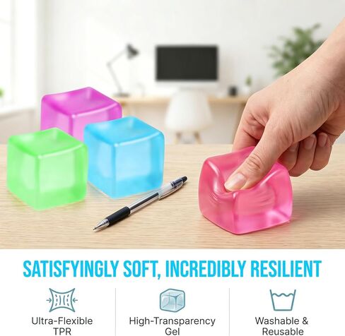 Squishy Ice Cube Stress Balls, Slow Rising Stress Relief Toy, Squeeze Ball Fidget Toys for Adults Teens Boys Girls, Sensory Toys for Kids with Autism, Party Favors Gifts (Purple) in Kuwait