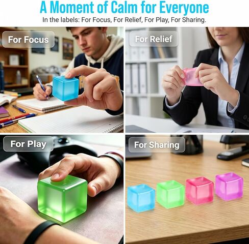 Squishy Ice Cube Stress Balls, Slow Rising Stress Relief Toy, Squeeze Ball Fidget Toys for Adults Teens Boys Girls, Sensory Toys for Kids with Autism, Party Favors Gifts (Purple) in Kuwait