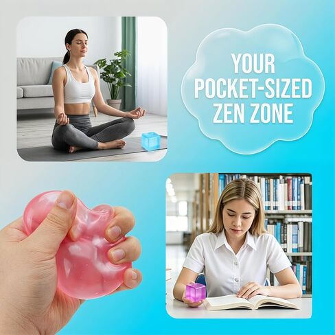 Squishy Ice Cube Stress Balls, Slow Rising Stress Relief Toy, Squeeze Ball Fidget Toys for Adults Teens Boys Girls, Sensory Toys for Kids with Autism, Party Favors Gifts (Purple) in Kuwait
