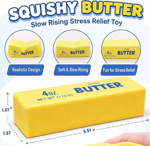 Slow Rising Butter Squishy Fidget Toys,Stress Balls,Dumpling Squishy,Taba Squishy,Fidget Toys for Adults,Teens, and Those with ADHD,(Yellow) in Kuwait