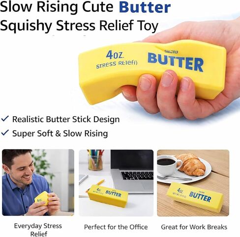 Slow Rising Butter Squishy Fidget Toys,Stress Balls,Dumpling Squishy,Taba Squishy,Fidget Toys for Adults,Teens, and Those with ADHD,(Yellow) in Kuwait