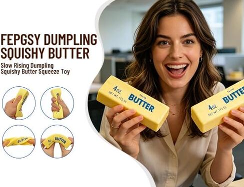 Slow Rising Butter Squishy Fidget Toys,Stress Balls,Dumpling Squishy,Taba Squishy,Fidget Toys for Adults,Teens, and Those with ADHD,(Yellow) in Kuwait