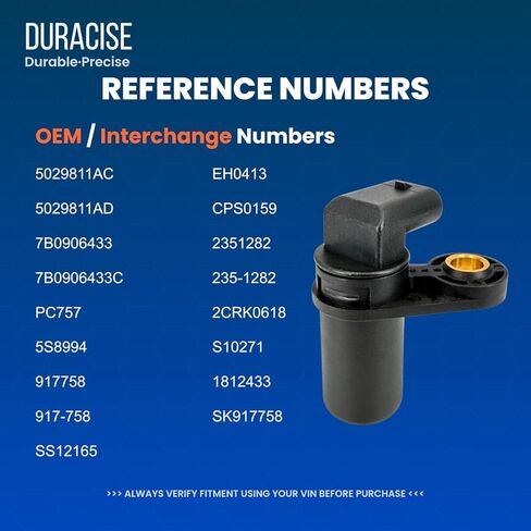 مستشعر موضع العمود المرفقي من DURACISE متوافق مع 2007-2011 Jeep Wrangler & 2007-2010 Dodge Charger، Challenger، Journey، Grand Caravan & Chrysler 300، Town & Country، Sebring #5029811AC، 7B0906433C in Kuwait