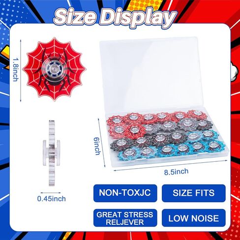 24 Pcs Spider Party Favors Spider Web Fidget Spinners Bulk Mini Fidget Toys for Goodie Bag Stuffers Kids Birthday Gifts Classroom Rewards in Kuwait