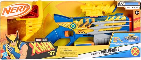 Nerf Marvel Wolverine Blaster, Scope, 6-Dart Storage Stock, Pump Action, 12 Nerf Elite Darts, Gifts for Kids Ages 8+ in Kuwait