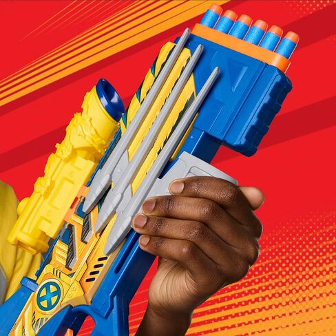 Nerf Marvel Wolverine Blaster, Scope, 6-Dart Storage Stock, Pump Action, 12 Nerf Elite Darts, Gifts for Kids Ages 8+ in Kuwait