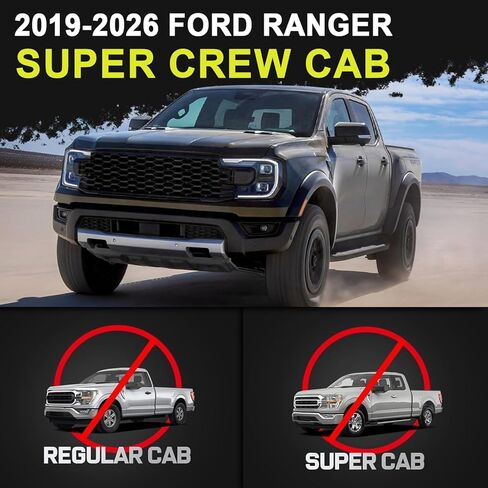 BINARY STAR 6 Inch Running Boards Compatible with 2019-2026 Ford Ranger Super Crew Cab with 4 Full-Size Doors. Side Steps Nerf Bars, Black Carbon Steel Step Bars with Non-Slip Plastic Pads. in Kuwait