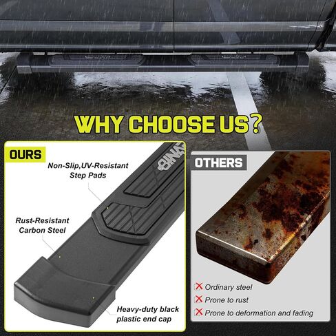 BINARY STAR 6 Inch Running Boards Compatible with 2019-2026 Ford Ranger Super Crew Cab with 4 Full-Size Doors. Side Steps Nerf Bars, Black Carbon Steel Step Bars with Non-Slip Plastic Pads. in Kuwait
