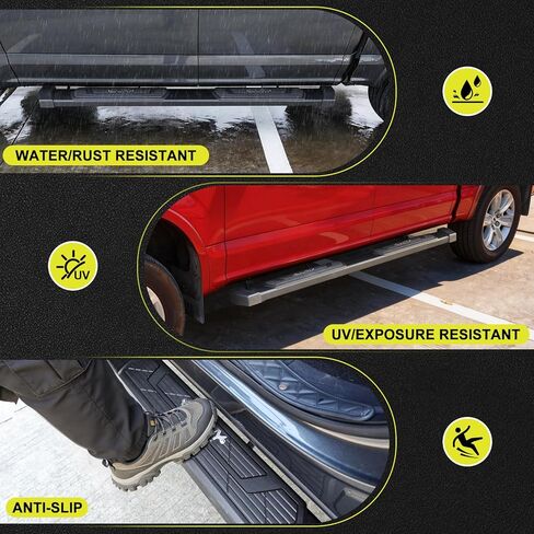 BINARY STAR 6 Inch Running Boards Compatible with 2019-2026 Ford Ranger Super Crew Cab with 4 Full-Size Doors. Side Steps Nerf Bars, Black Carbon Steel Step Bars with Non-Slip Plastic Pads. in Kuwait